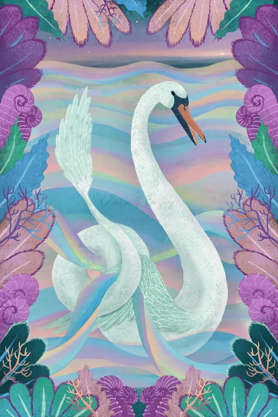 Botanical watercolor illustration by Odessa Begay featuring intricate floral details