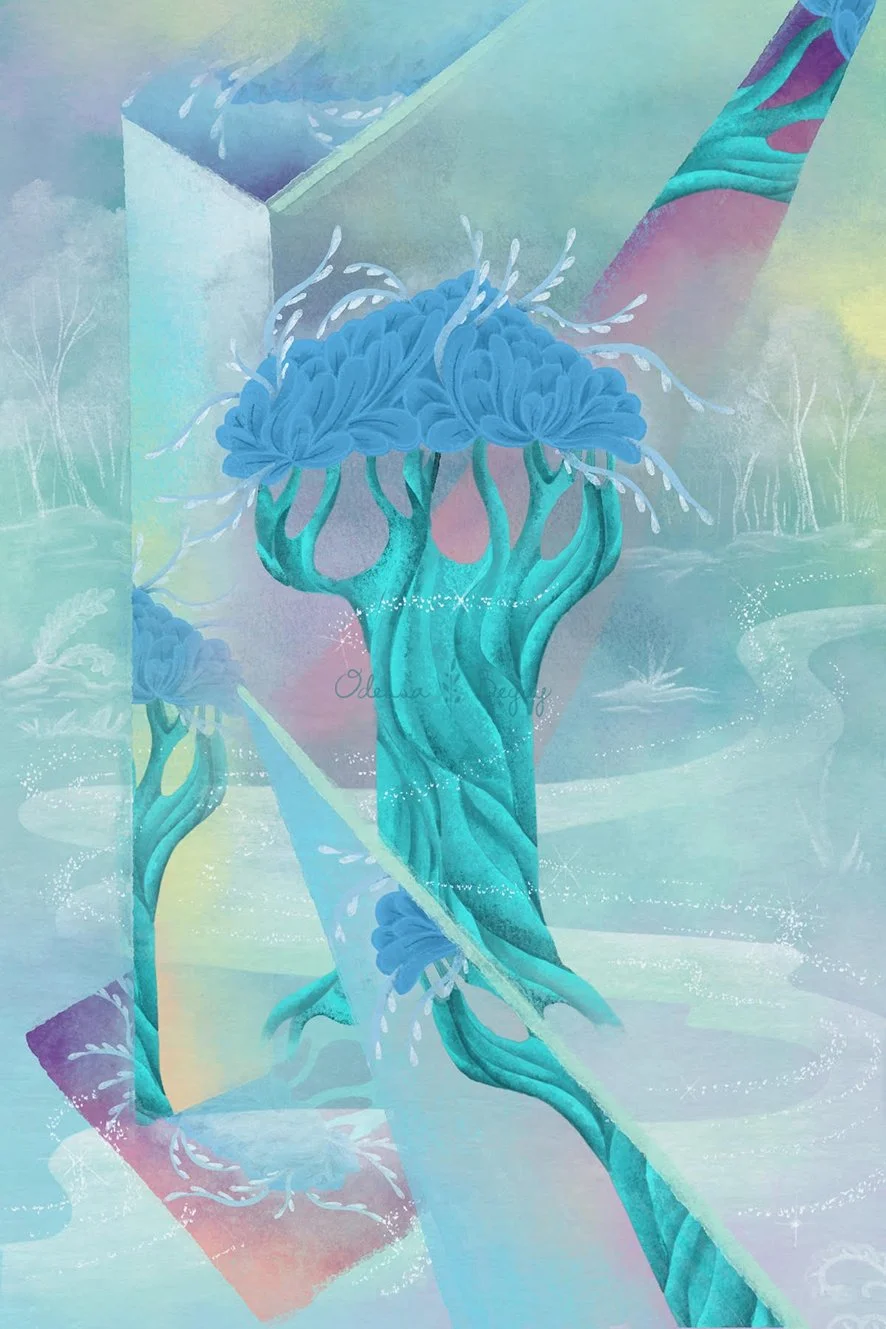 Original illustration artwork by Odessa Begay showcasing surface pattern design